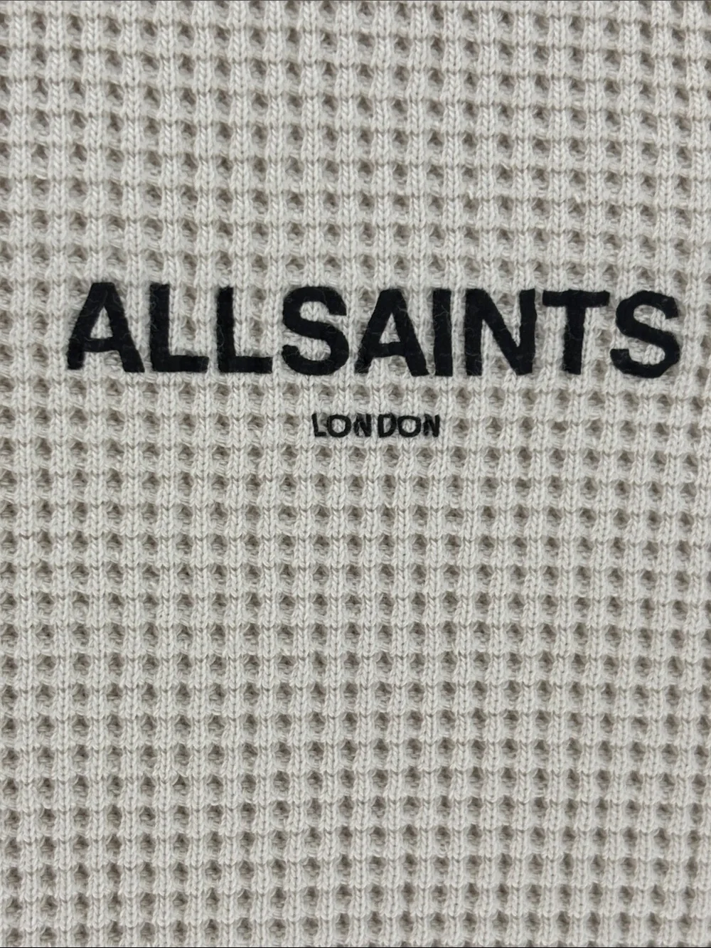 AllSaints Men’s Smoke White Waffle Crewneck Sweater M